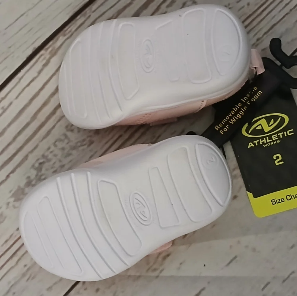 Athletic Works infant adaptive cross strap sneakers pink size 2